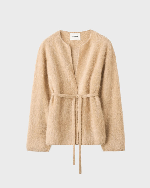 Soft Goat Cardigan Brushed Camel S