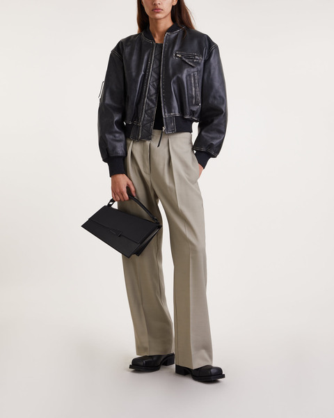 Jacket Cropped Bomber Leather Svart 2