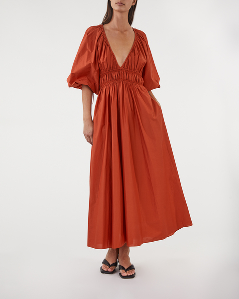  Shirred Plunge Dress  Terracotta 1