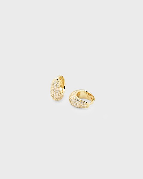 Earrings Ice Huggie Pave Gold Guld 1