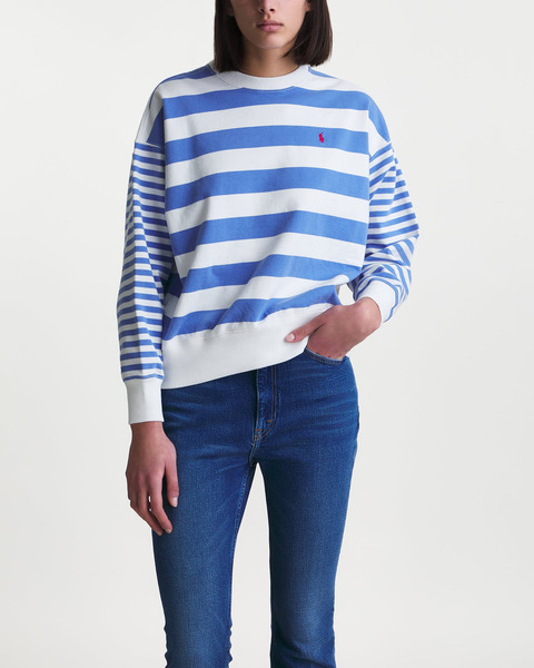 Sweatshirt Relaxed Long Sleeve Stripe Vit/blå 1