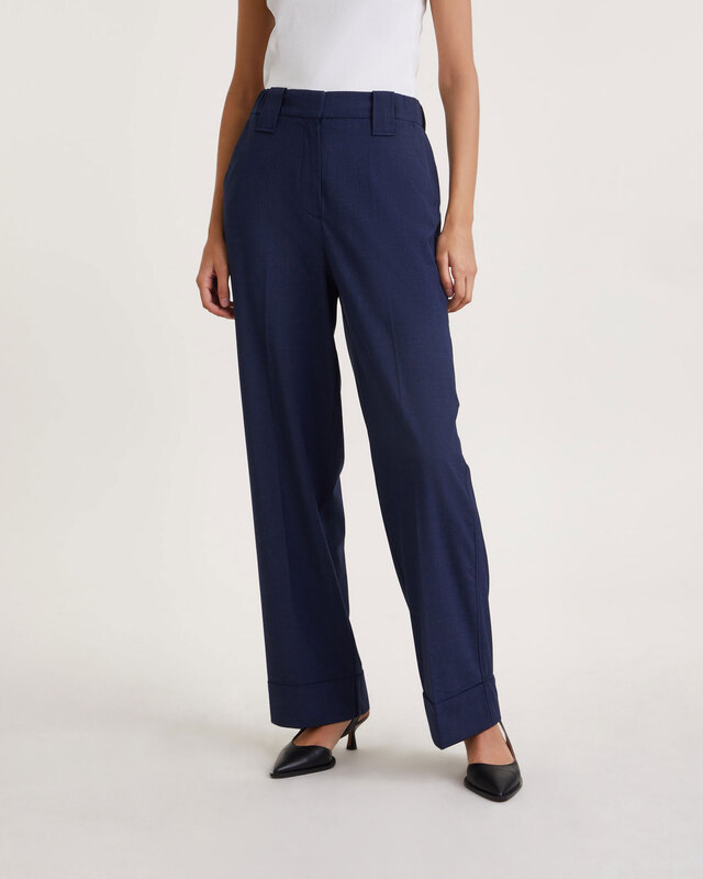 Ganni Byxor Drapey Melange High Waist  Sky captain 38