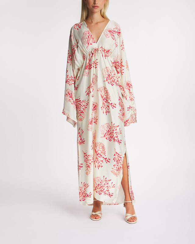 Malina Dress Kimberly V-neck Satin Maxi Red S