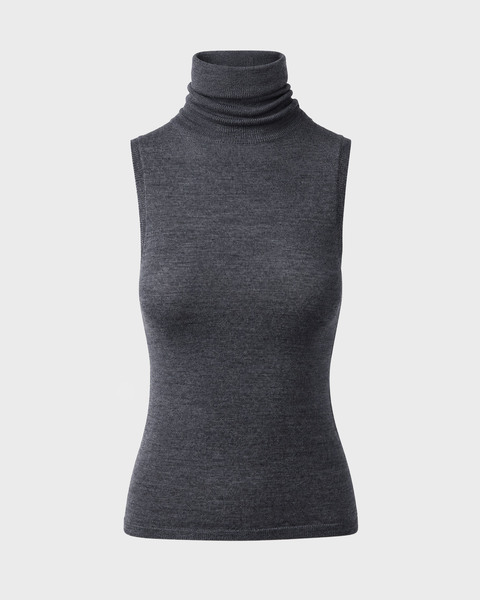 Topp Sleevless Merino Turtleneck Dark Grey 1