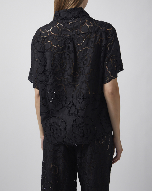 Malina Skjorte Claudia Short Sleeve Lace Black 34