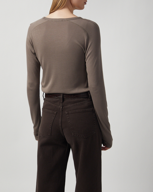 By Malene Birger T-shirt Long Sleeve Fritha Lyocell Chocolate XL