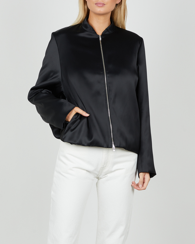 black silk bomber jacket