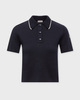 Moncler Top Knit Cotton Polo Shirt Navy S