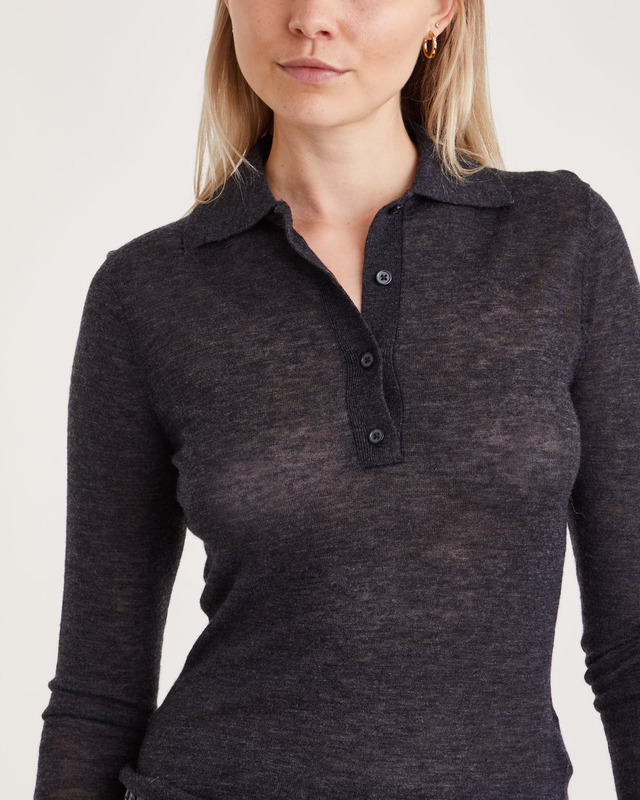 Filippa K Tröja Knit Polo Anthracite XL