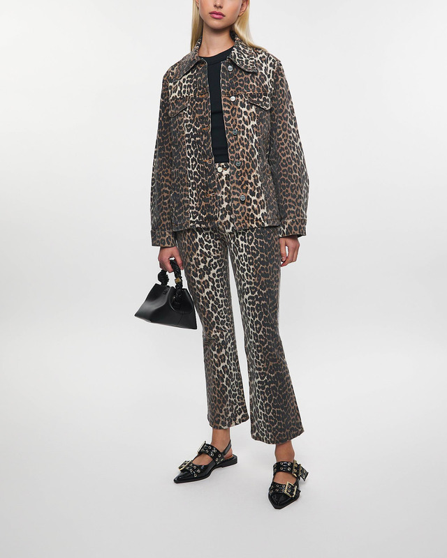 Ganni Jacket Leopard Print Denim Leopard 40