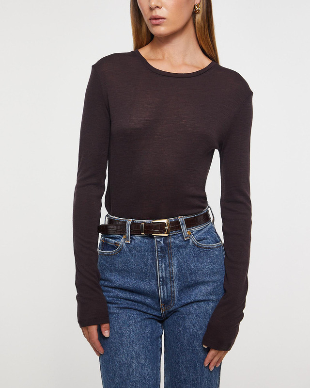 Wakakuu Icons Sweater Crew Neck Merino Wool Mörkbrun S