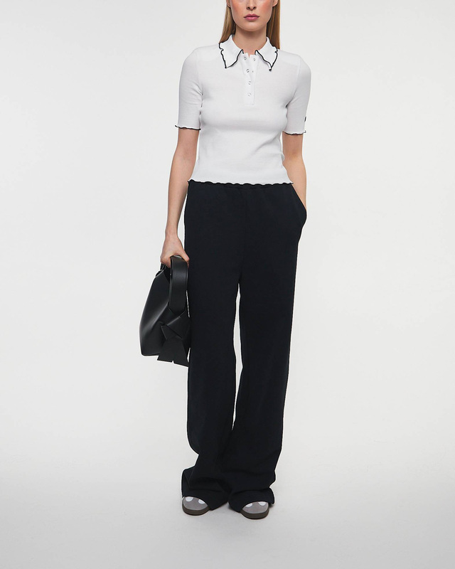 ROTATE Birger Christensen Topp Rib Polo Vit XS