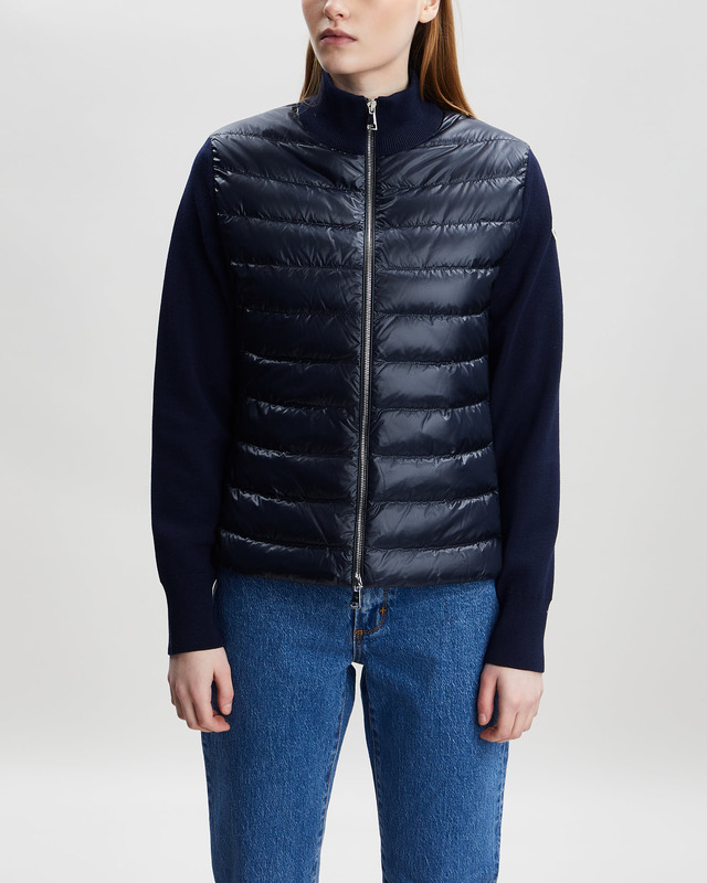 Moncler Kofta Padded Wool Tricot Marinblå S