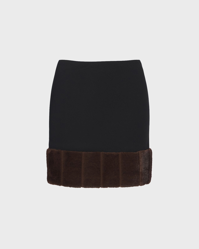 ROTATE  Skjørt Mini Faux Fur Black 38