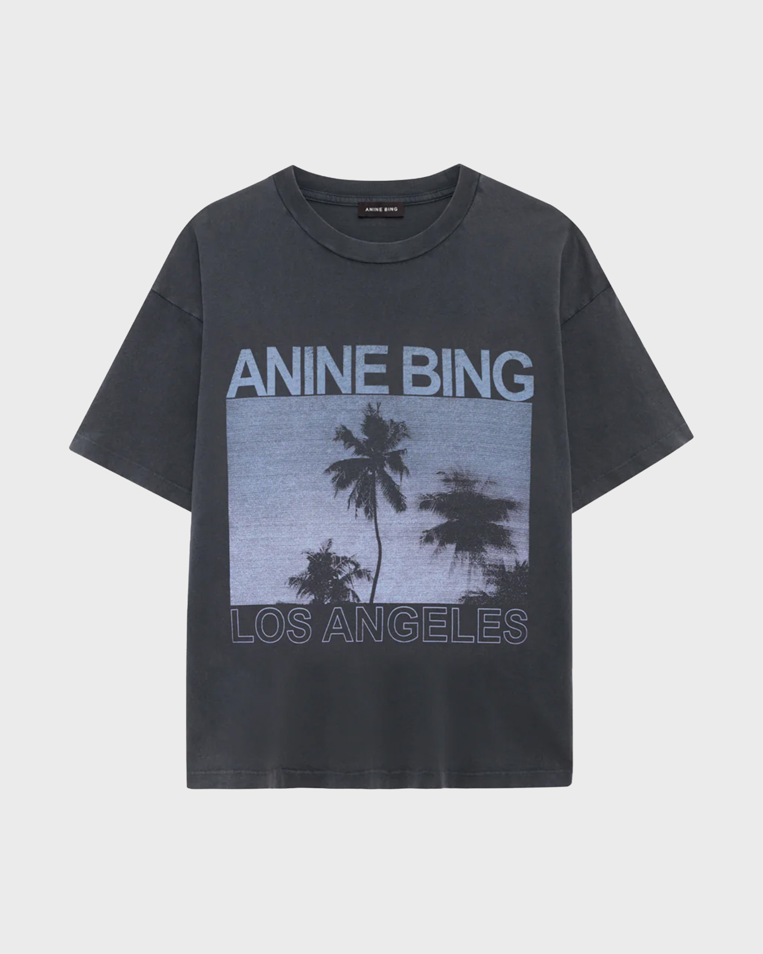 Anine Bing Women's Grey T-Shirt Cade Tee Palms S