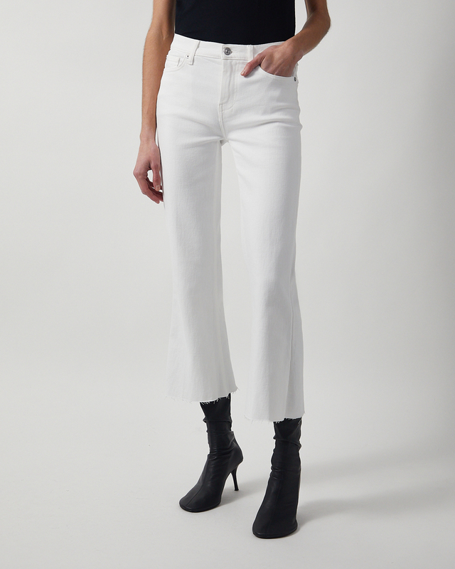 7 For All Mankind Jeans Cropped Dojo Soleil Raw Cut White 24