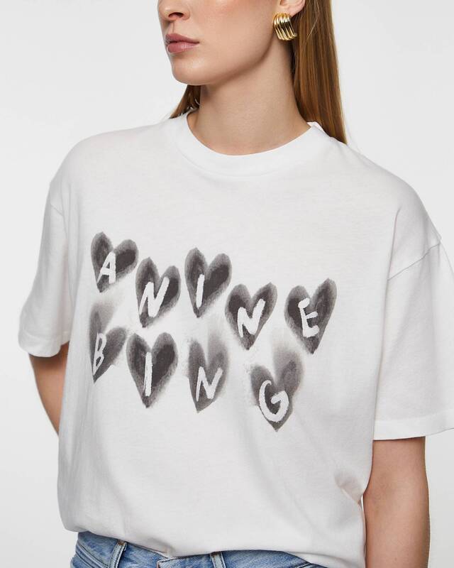 Anine Bing T-shirt Cade Hearts Ivory M
