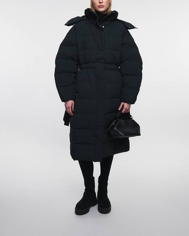 GANNI Jacka Tech Seersucker Puffer Svart XXS/XS