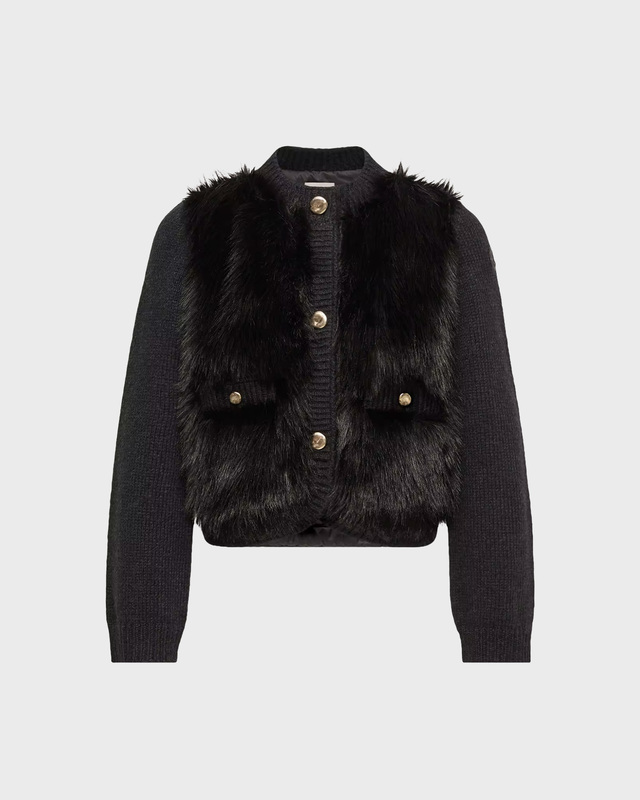 Moncler Cardigan Padded Alpaca & Wool Blend Black L