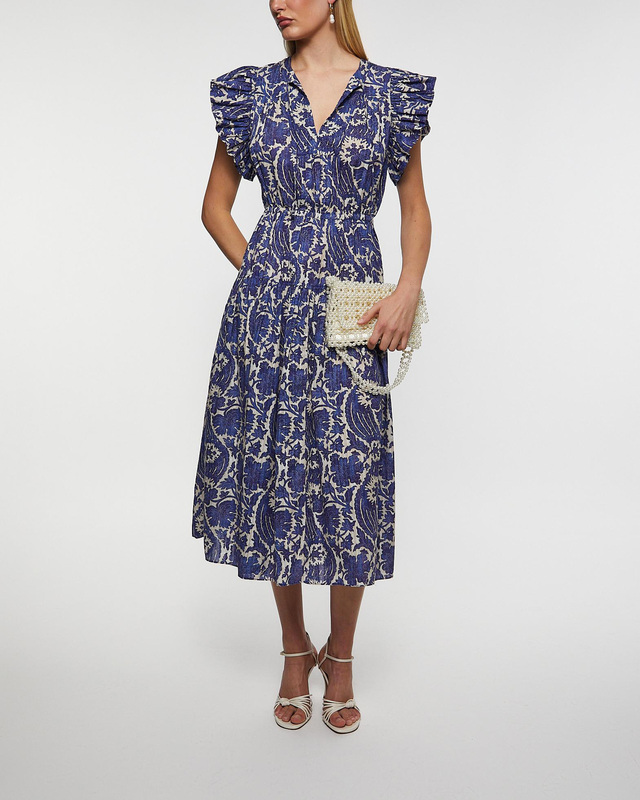 Ulla Johnson Klänning Kairi Flutter Sleeve Midi  Blå US 4 ( EUR 36)