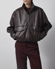 Wakakuu Icons Jacka Leather Funnel Neck Dark Brown S