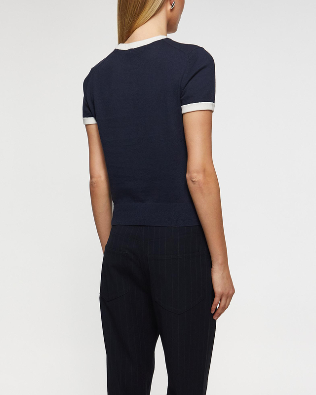 Vince T-Shirt Ringer Sweater Tee Blå/vit S