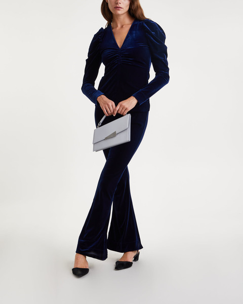 Blus Velvet Jersey V-neck Mörkblå 2