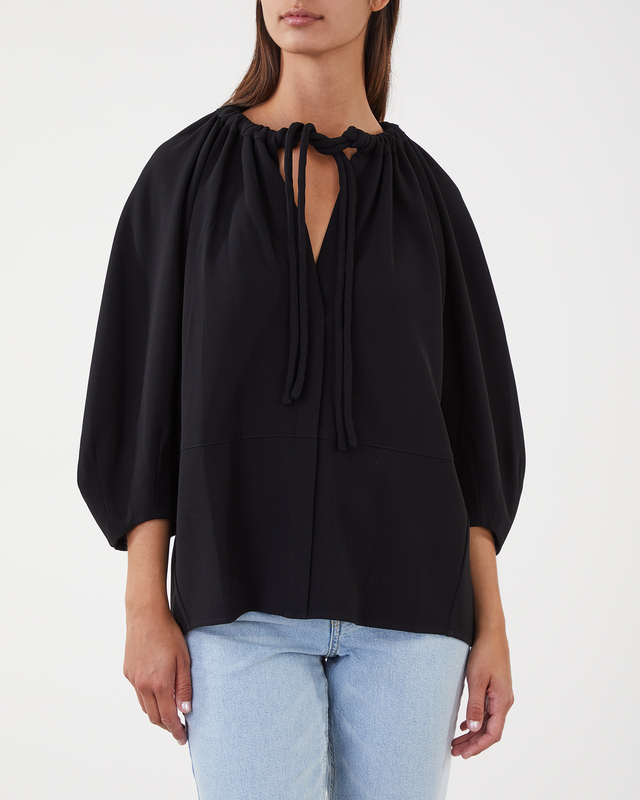 Proenza Schouler Topp Matte Crepe V-Neck Svart US 4 ( EUR 36)