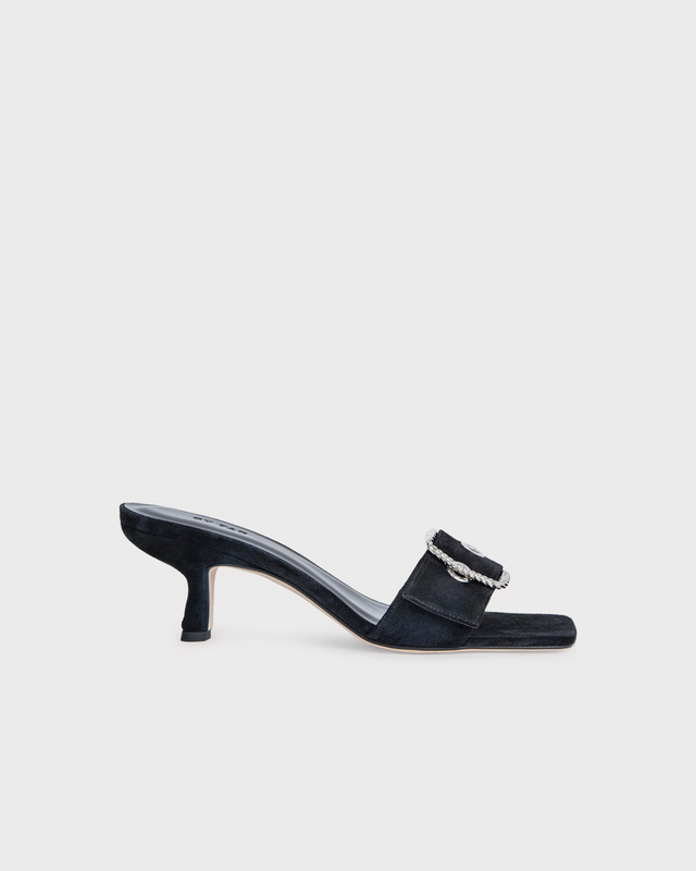 By Far Klackskor Davina Black Suede Leather Svart EUR 41