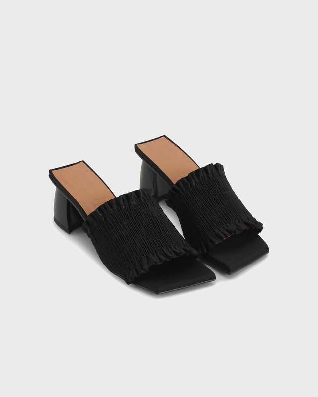 Ganni Sandaler Smock Kitten Heel Mule Svart EUR 40