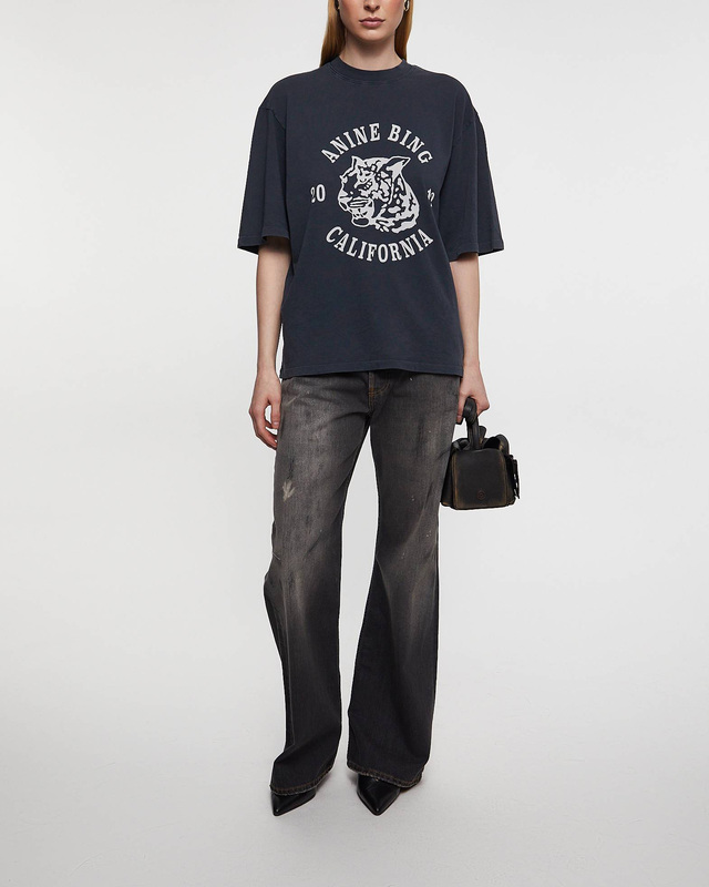 Anine Bing T-shirt Avi Collegiate Leopard Black XS