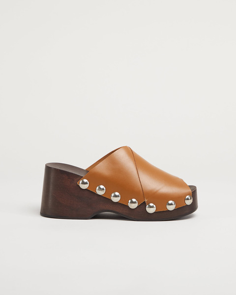 Sandal Retro Peep Toe Wood Brun 1