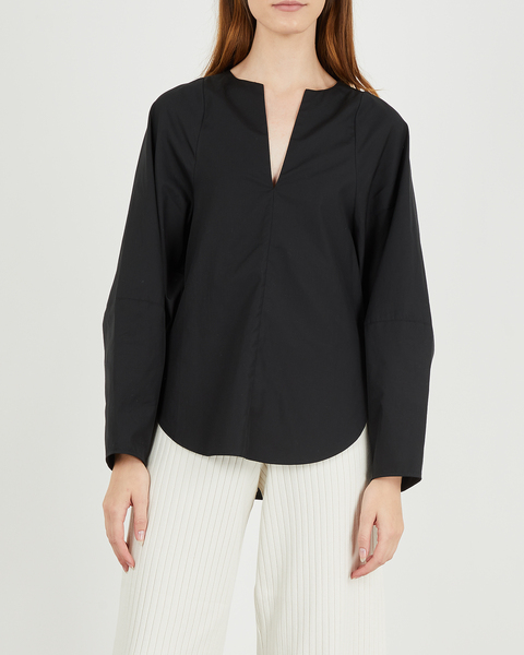 Blus Shaped V-Neck L/S Popover  Svart 1