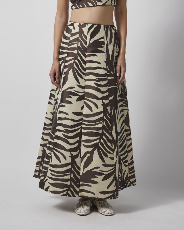 Malina Nederdel Meline Jacquard Midi White/Brown 38