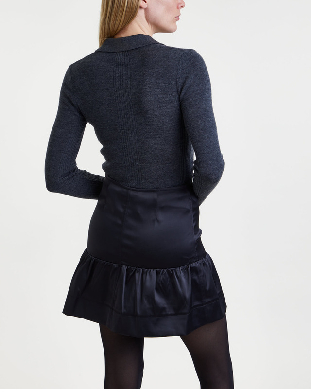 Ganni Skirt Double Satin Flounce Mini Black 36