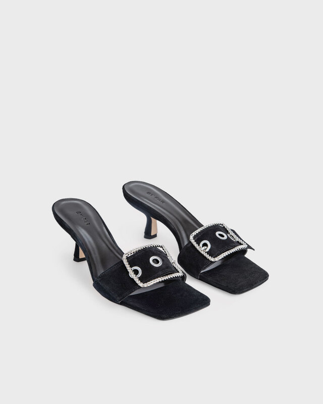 By Far Klackskor Davina Black Suede Leather Svart EUR 41