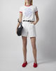 Mother Denim T-Shirt The Lil Goodie Ringer  White XS