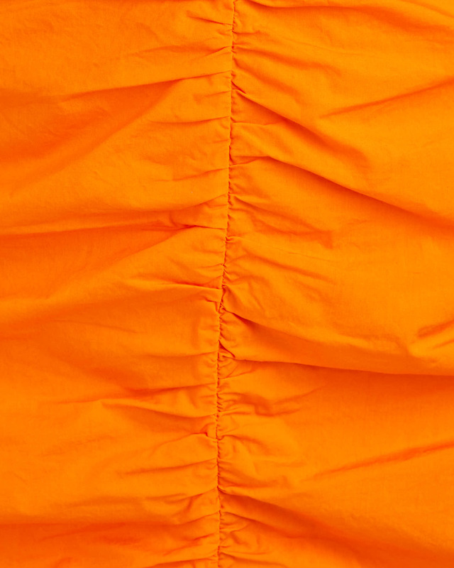 Ganni Klänning Cotton Poplin Gathered U-Neck Orange 42