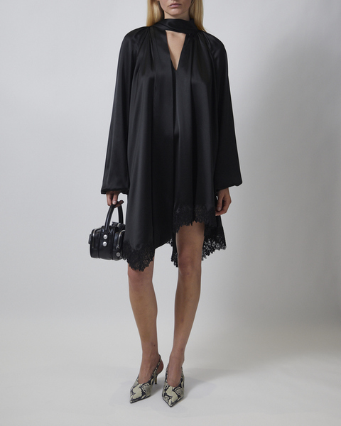 Kjole Norea Lace Hem Satin Mini Black 2