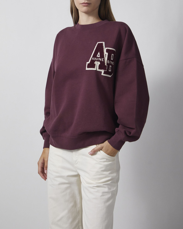 Anine Bing Sweatshirt Miles Letterman Bordeaux S