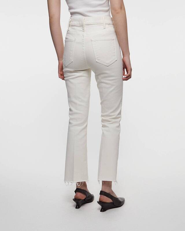 Mother Denim Jeans The Hustler Ankle Fray Creme Creme 24