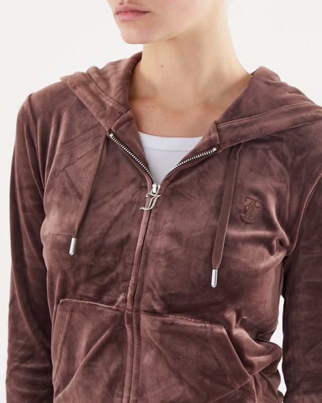 Juicy Couture Hoodie Classic Velour Zip Chocolate S
