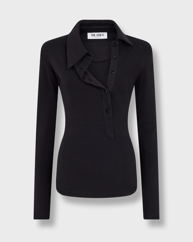The Attico Topp Ribbed-knit cotton Svart IT 46 (EUR 42)