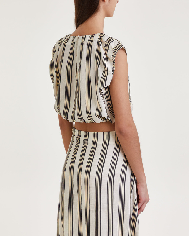Dagmar Top Cropped Striped  Vit/svart 36