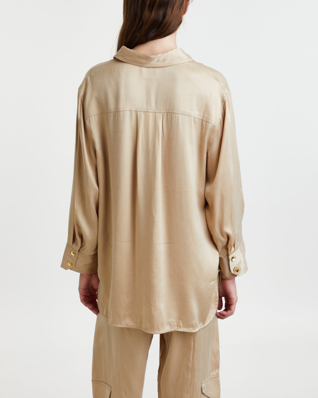 Ganni Shirt Washed Satin Safari 38