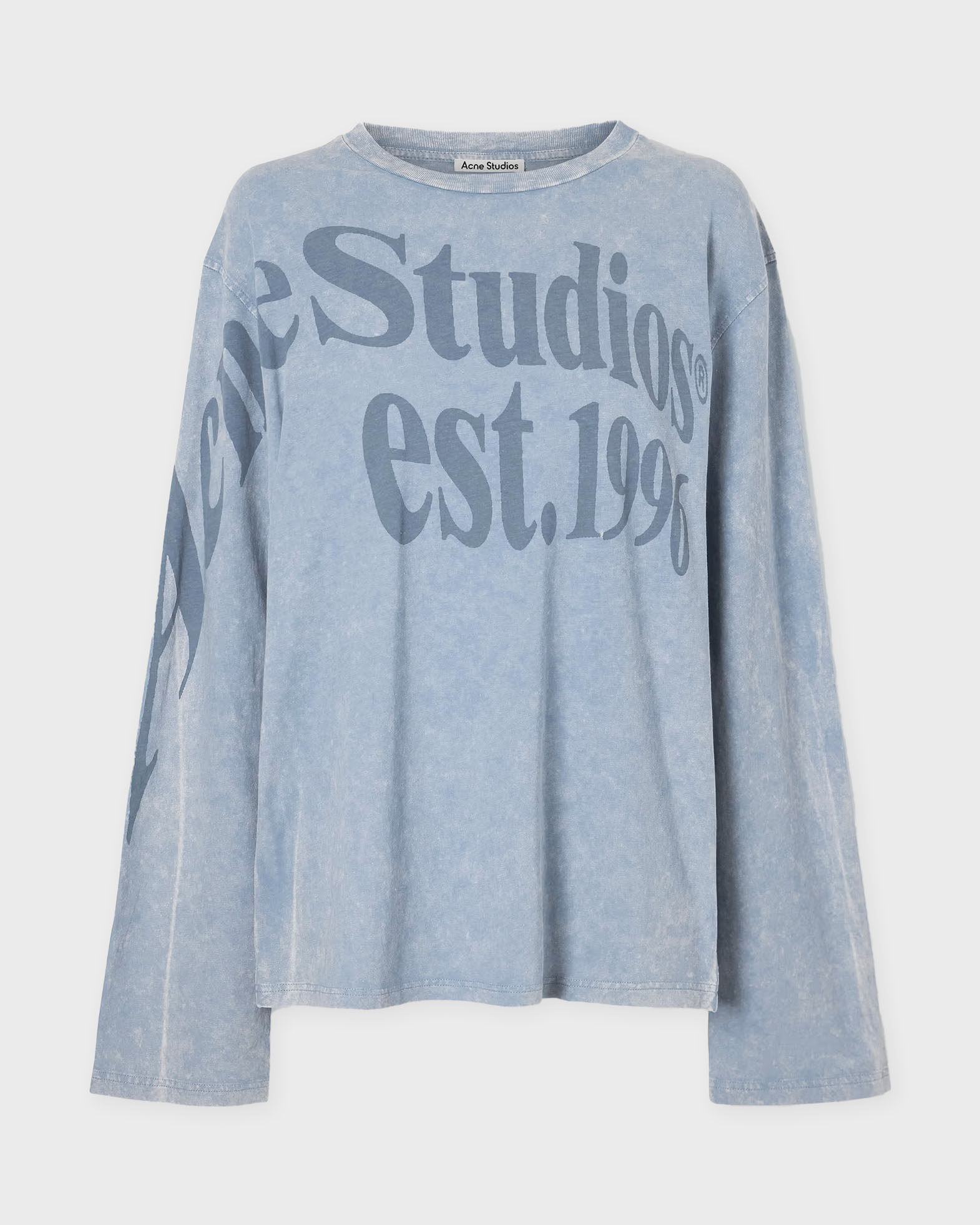 Acne Studios Women's Dusty Blue T-Shirt Logo Relaxed Fit Xs