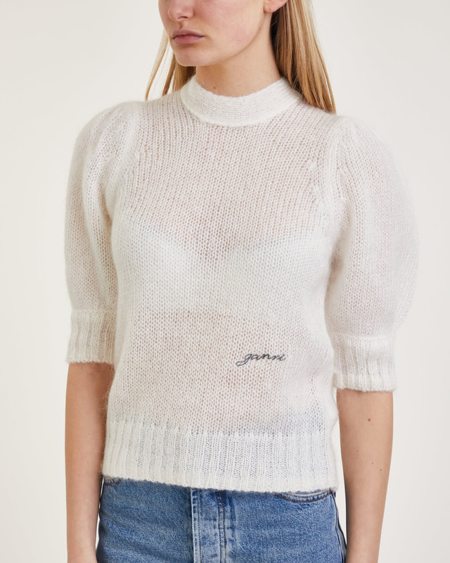 Ganni Top Mohair Open Back Vit XS