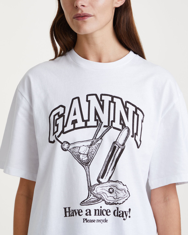 Ganni  T-Shirt Future Heavy Cocktail Vit XL