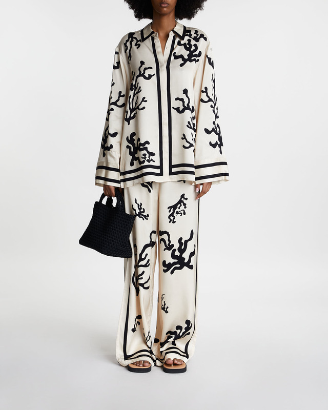 Malina Trousers Bella Satin Palazzo Vit/svart S