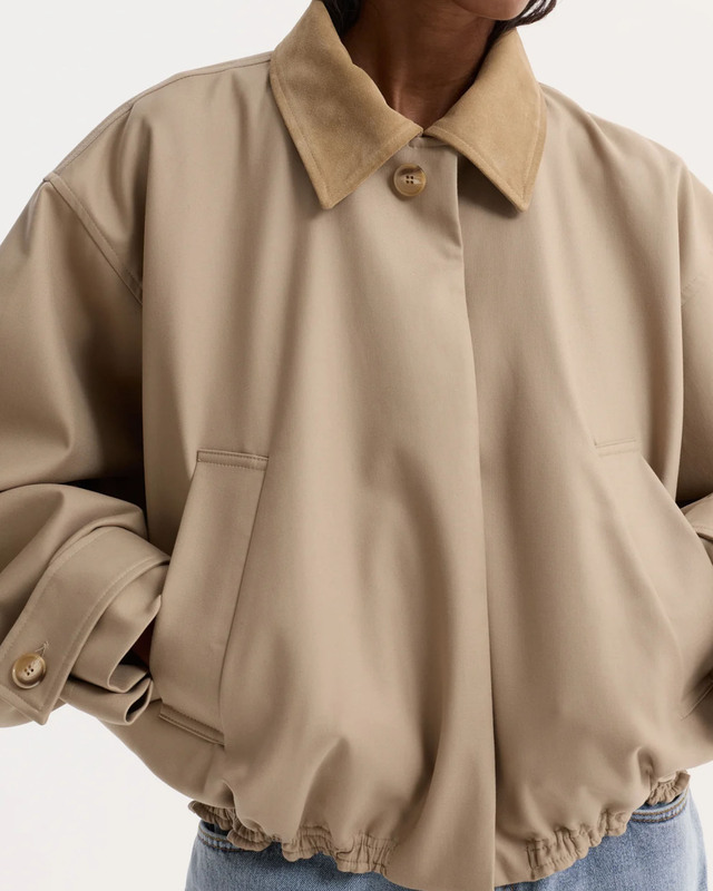 RÓHE Jacka Suede Collar Blouson Sand 34